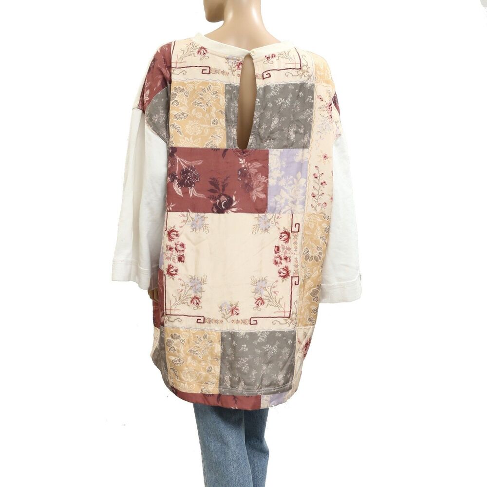 Free People Floral Printed Patchwork Sweatshirt T… - image 3